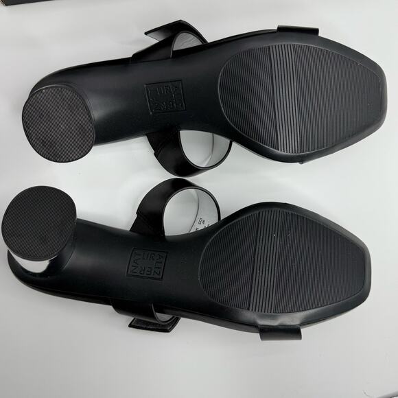 NEW Naturalizer Ida 2 Heels Size 10 Black Square Toe Slides Dress Sandals Fancy - Picture 8 of 9